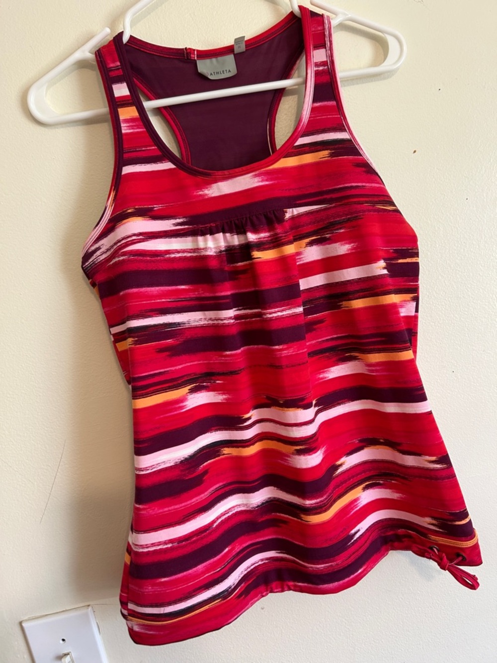Athleta Brushstroke Stripe Racerback Cami in Red, Maroon and Pink